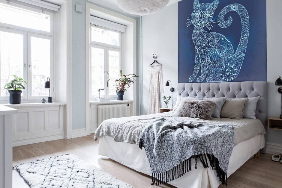 Фреска в скандинавском стиле в спальню