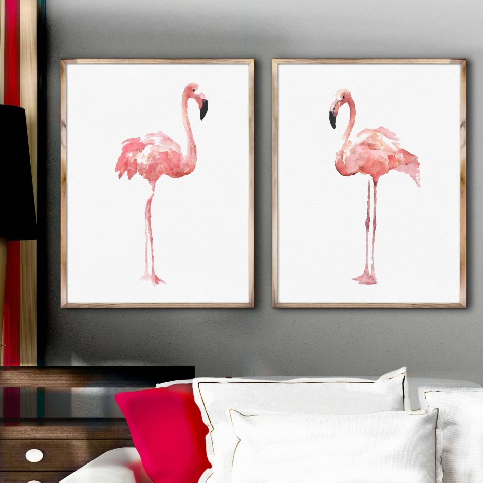 Постер с Фламинго в интерьере