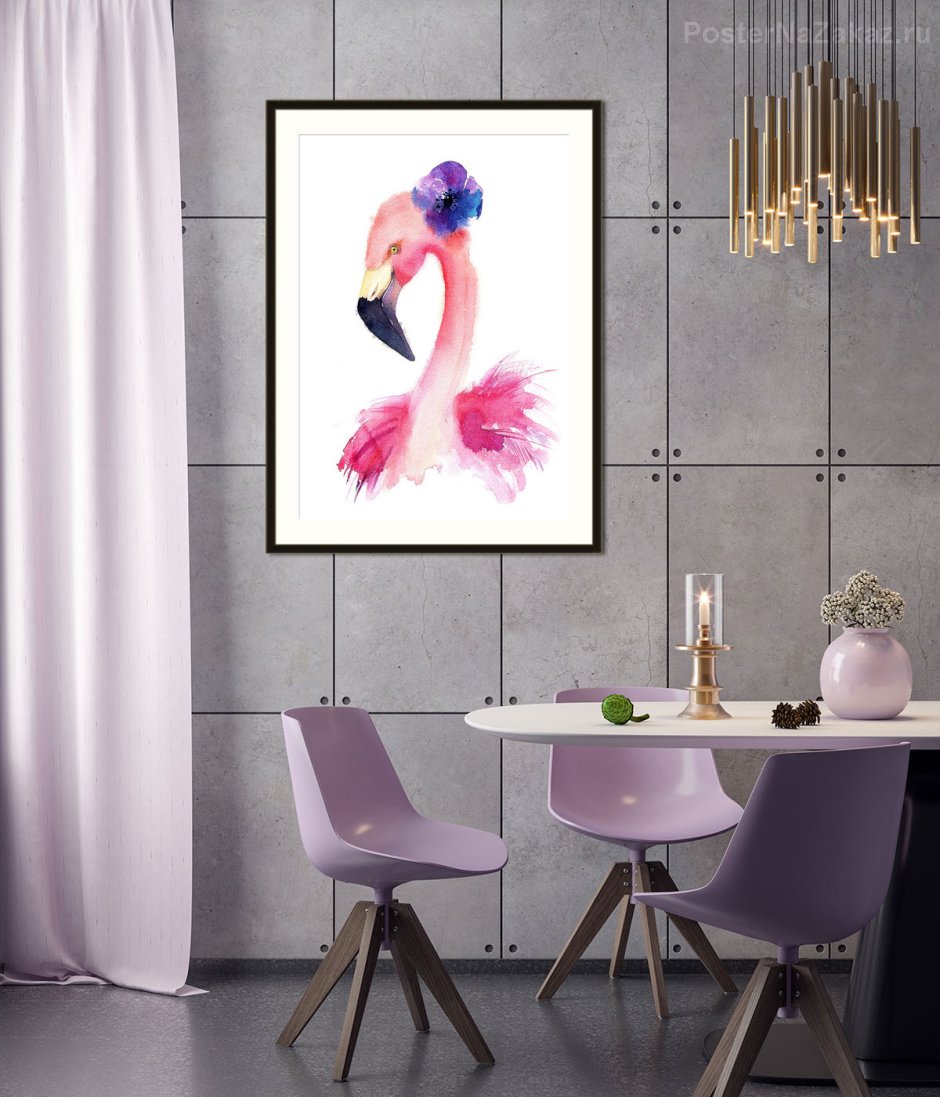 Картина Фламинго в интерьере