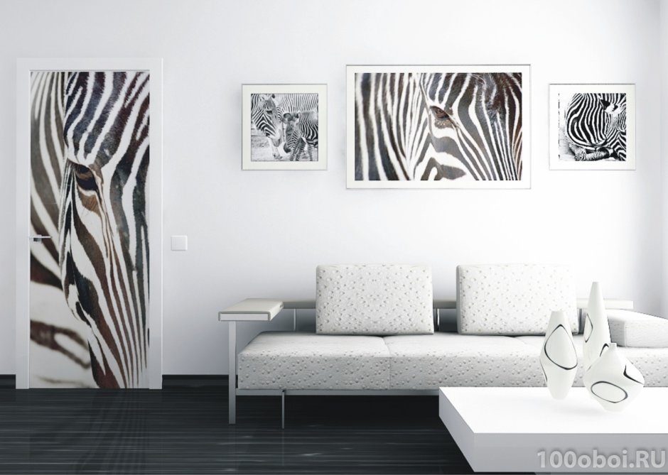 Картина зебры на Вагонке в интерьере