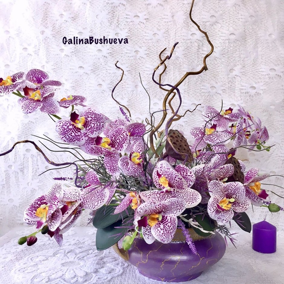 Интерьерные композиции с орхидеями