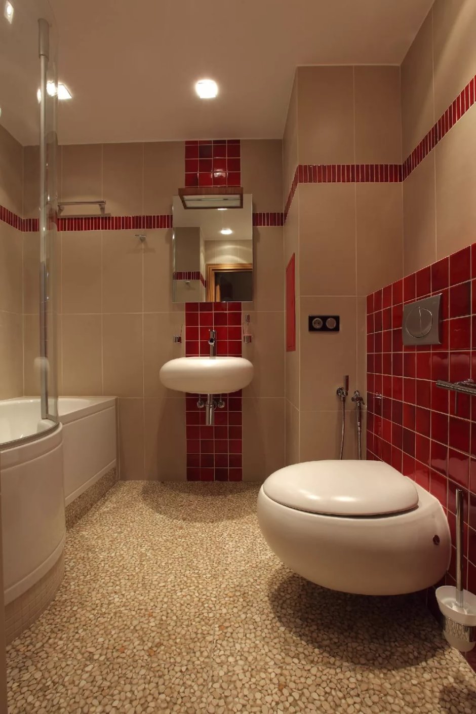 Ванная красный туалет