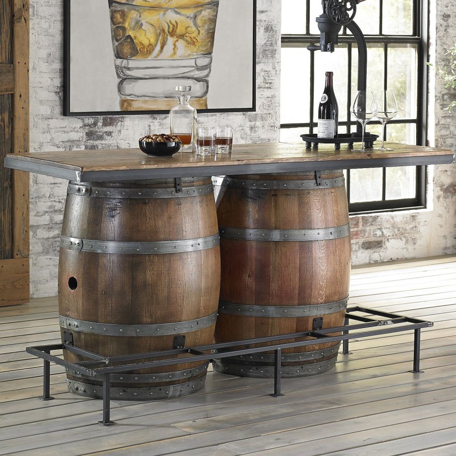 Half Wine Barrel Table