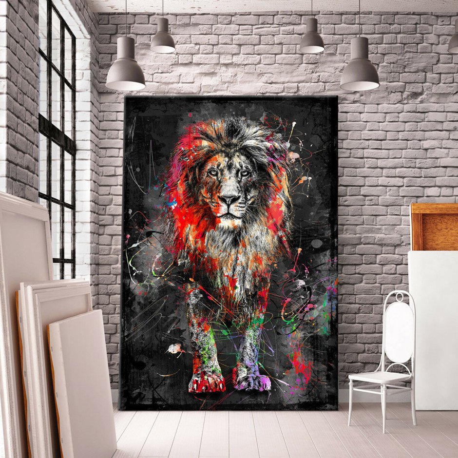 Картины со львами для интерьера