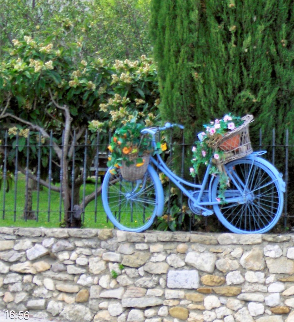 Старый велосипед в интерьере сада