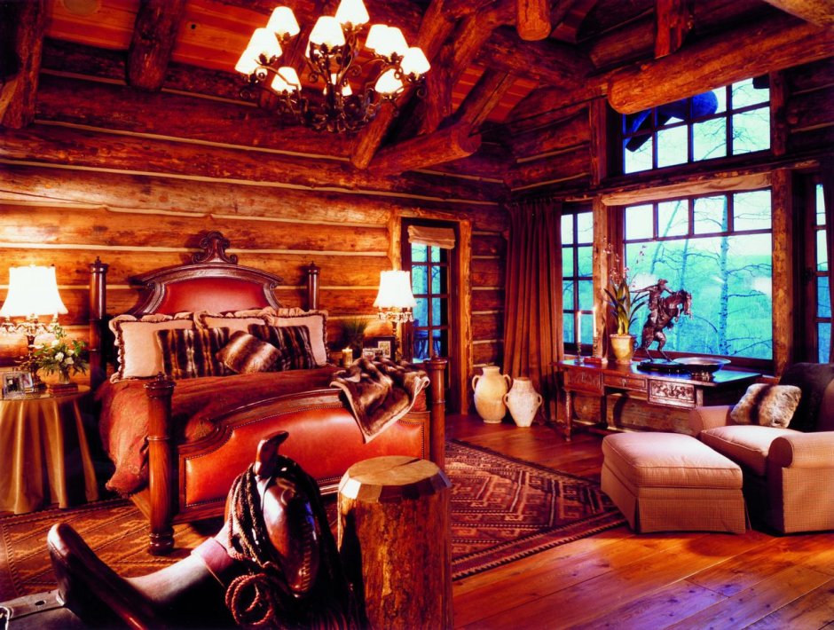 Спальня в стиле охотничьего домика