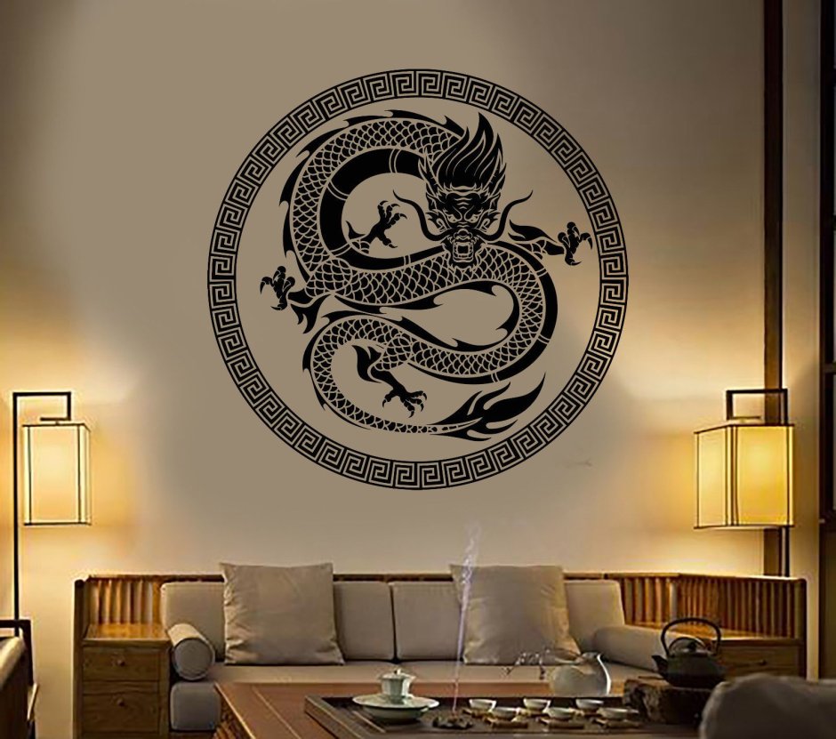 Декор комнаты в стиле китайский дракон