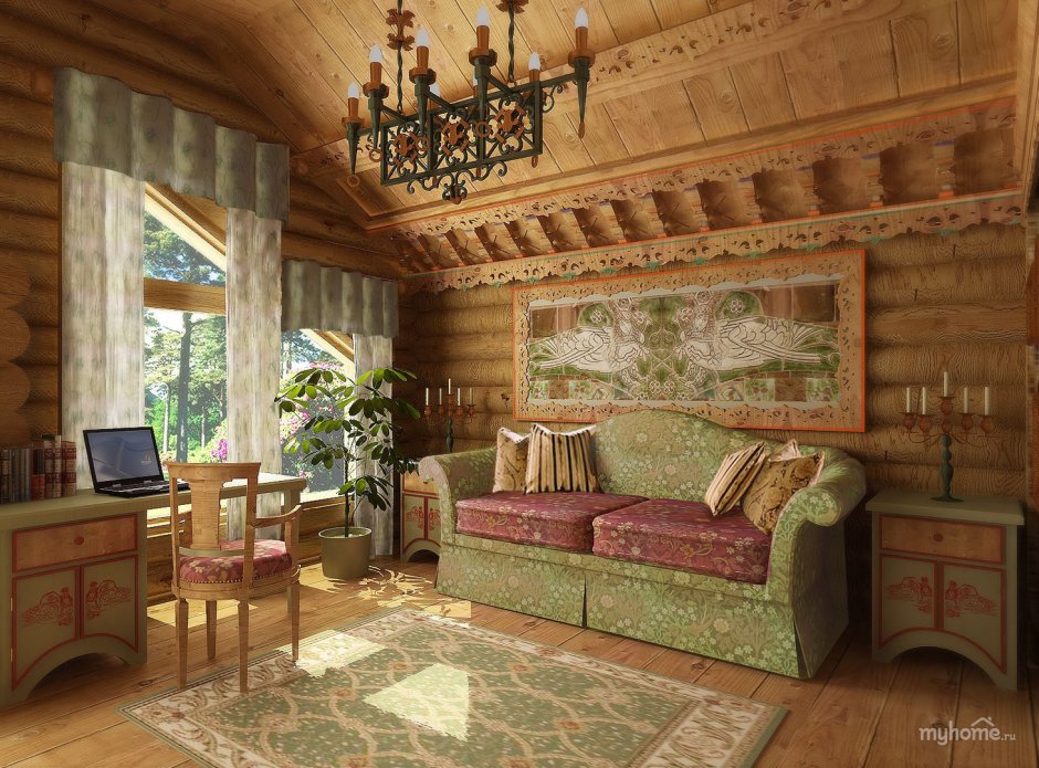 Дачная комната в русском стиле