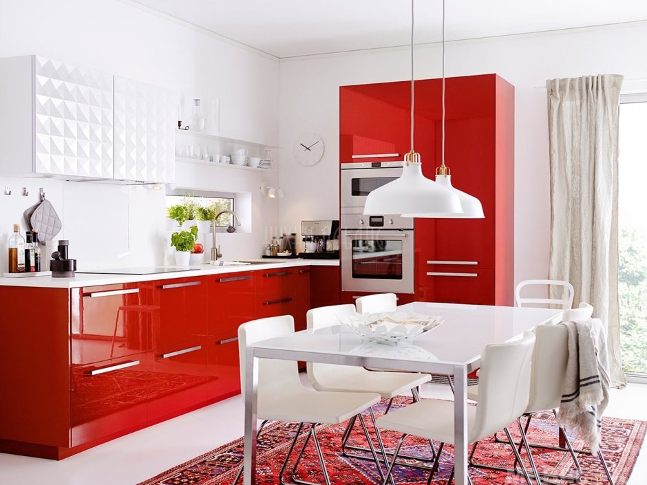 Красная кухня икеа