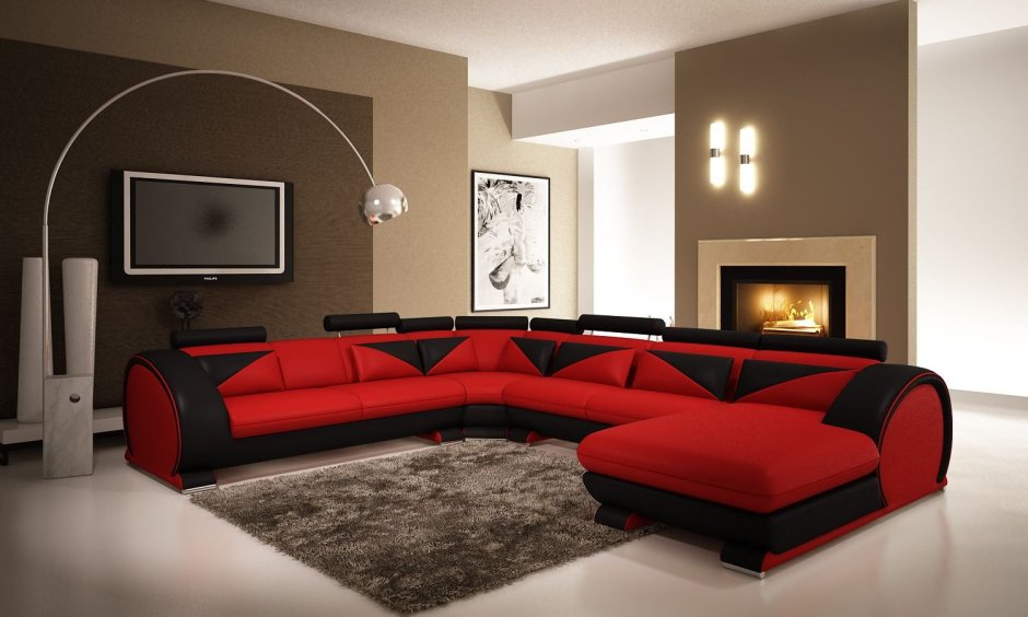 Черно красный диван