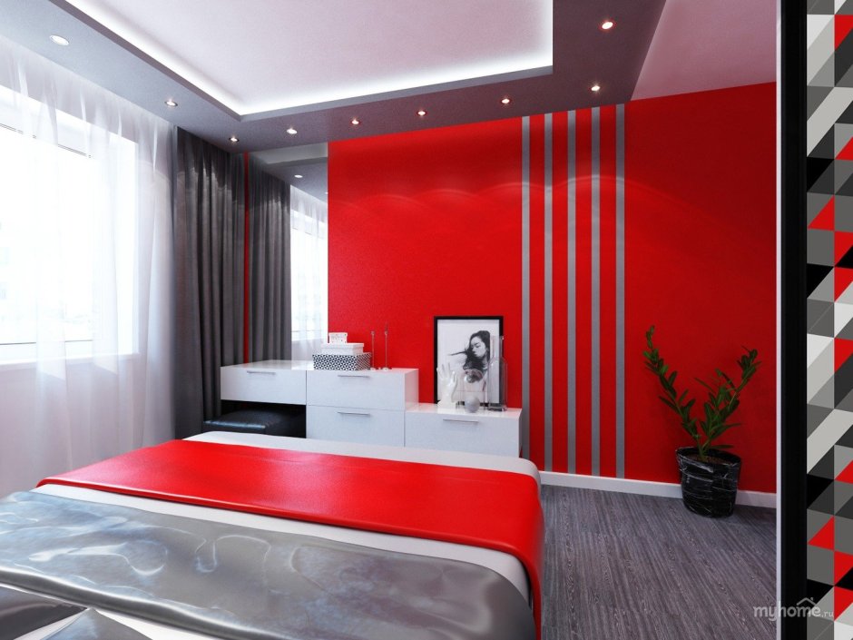 Интерьер комнаты в Красном цвете