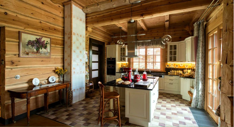 Кухни в деревянном доме из бруса в русском стиле