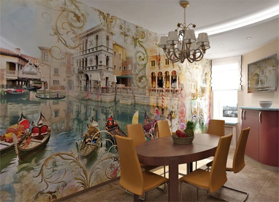 Фреска в гостиной в средиземноморском стиле