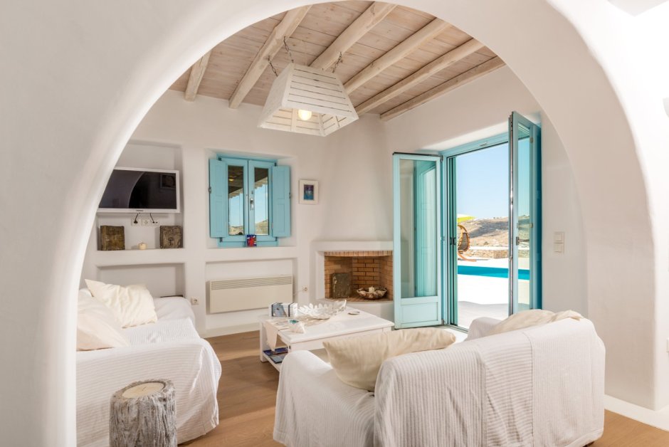 Средиземноморский стиль Санторини спальня