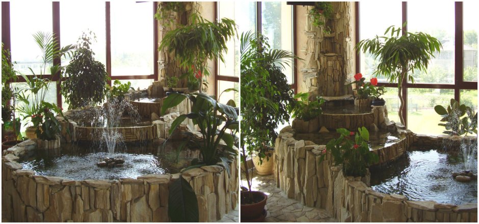 Комнатный зимний сад фонтанчик водопад