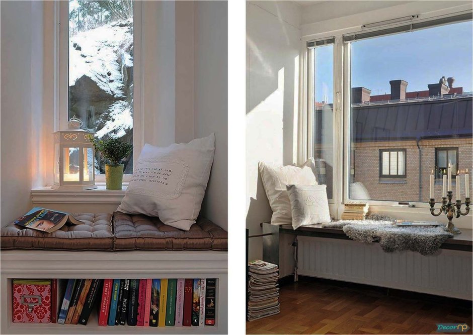 Кровать у окна Скандинавский стиль