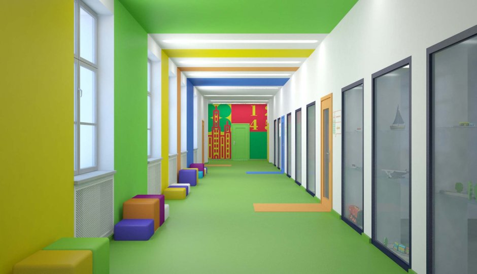 Интерьер школьного коридора