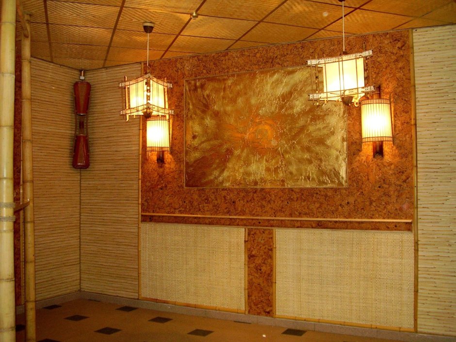 Отделка стен бамбуковыми панелями