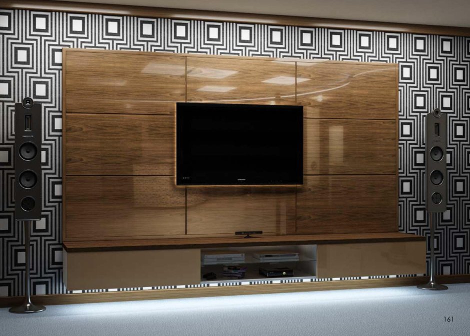 Деревянная панель под телевизор