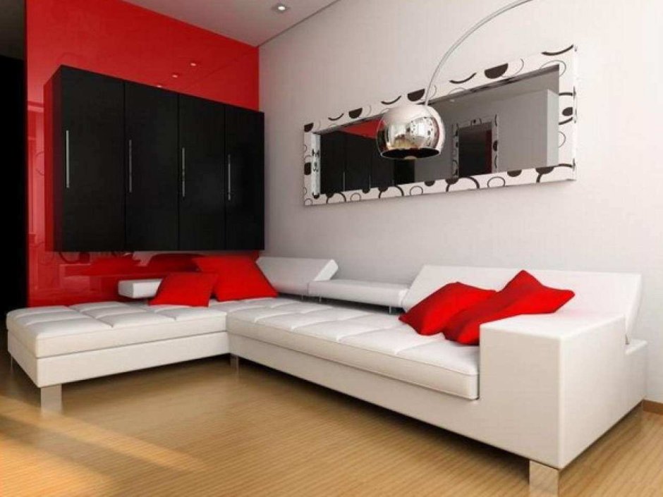 Красно белый интерьер комнаты