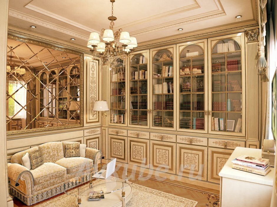 Домашняя библиотека в классическом стиле