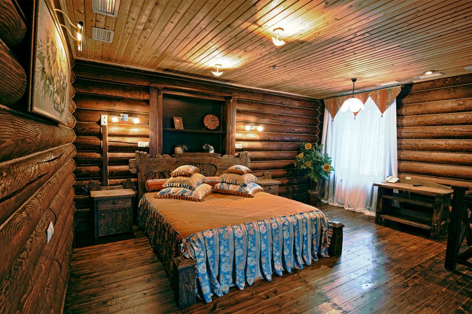 Интерьер спальни в русском стиле