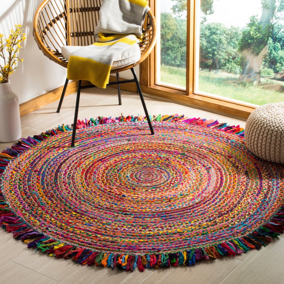 Круглые плетеные коврики