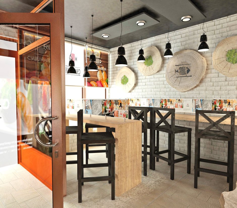 Дизайн зала кафе на вынос