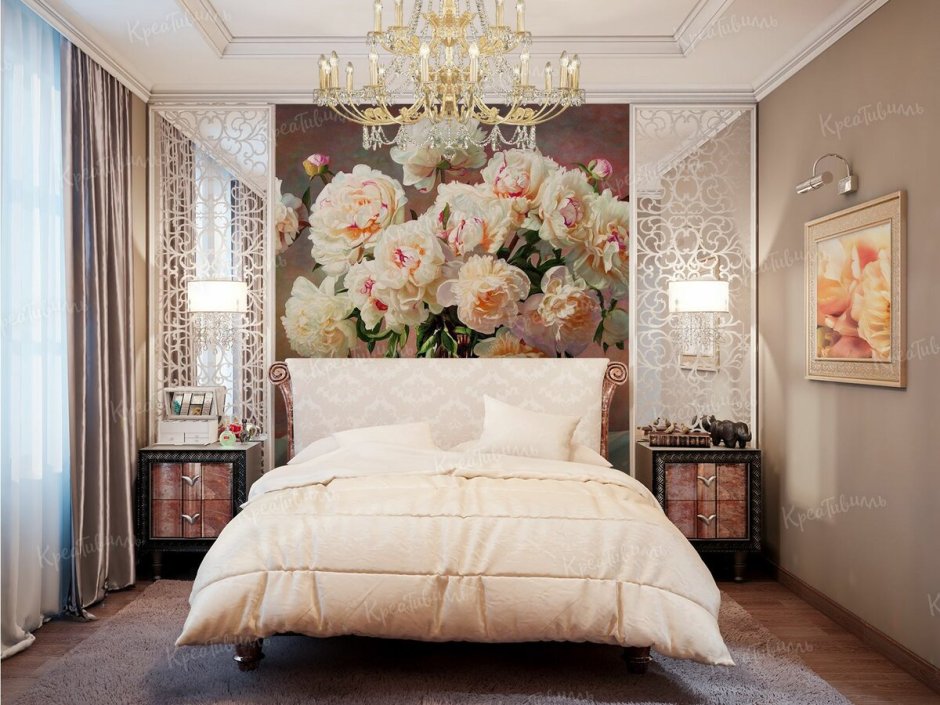 Спальня в стиле Прованс в розовых тонах