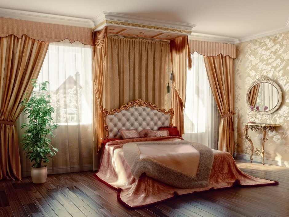 Ламбрекены для спальни в классическом стиле