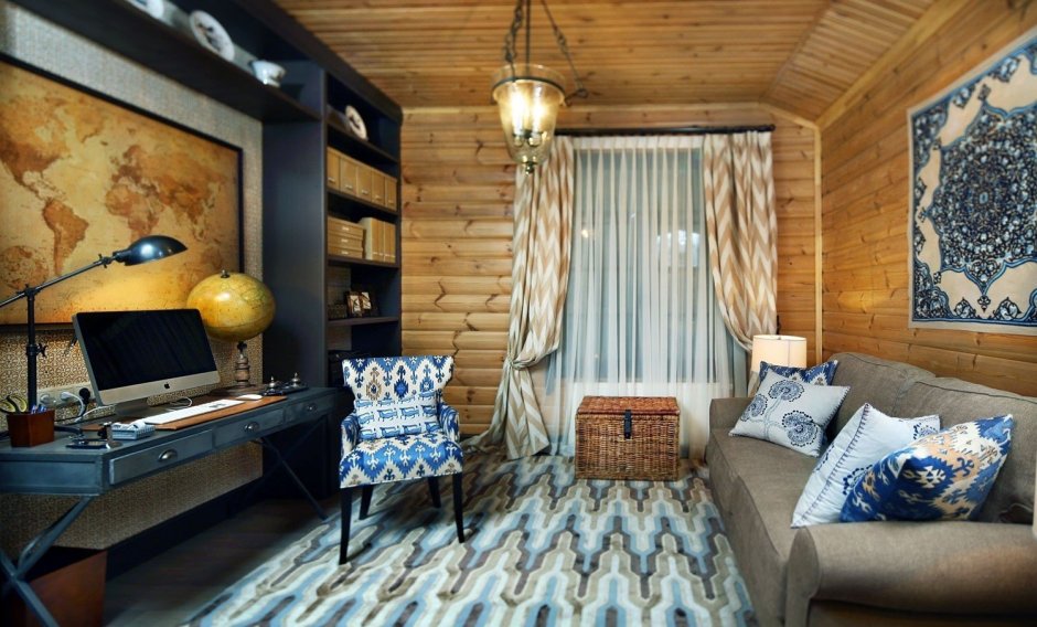 Спальня в стиле Эклектика в деревянном доме