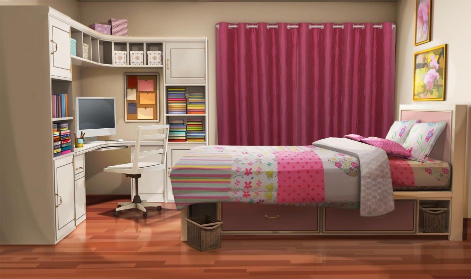 Аниме комната с кроватью