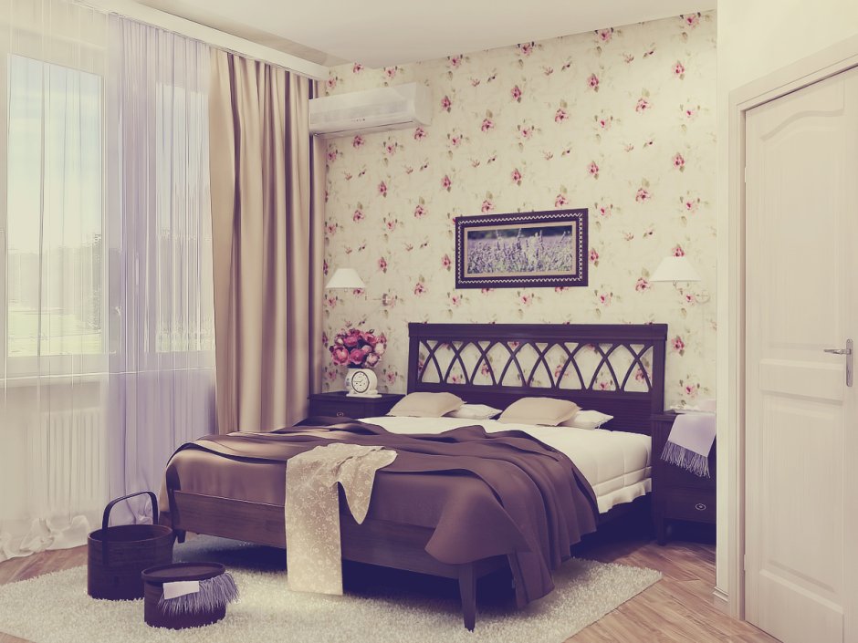 Цвет лаванды в интерьере спальни