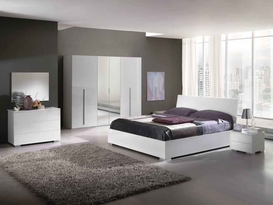 Спальня с белой мебелью Модерн