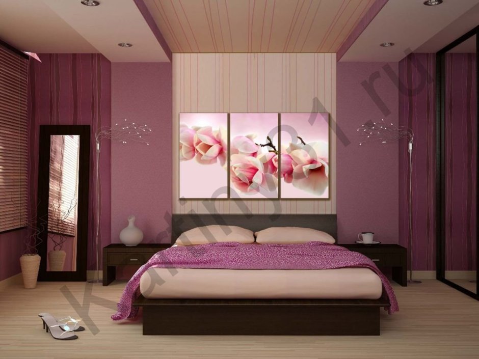 Спальня в лиловых оттенках