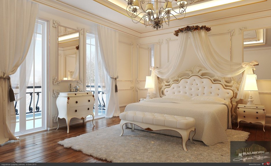 Роскошная белая спальня