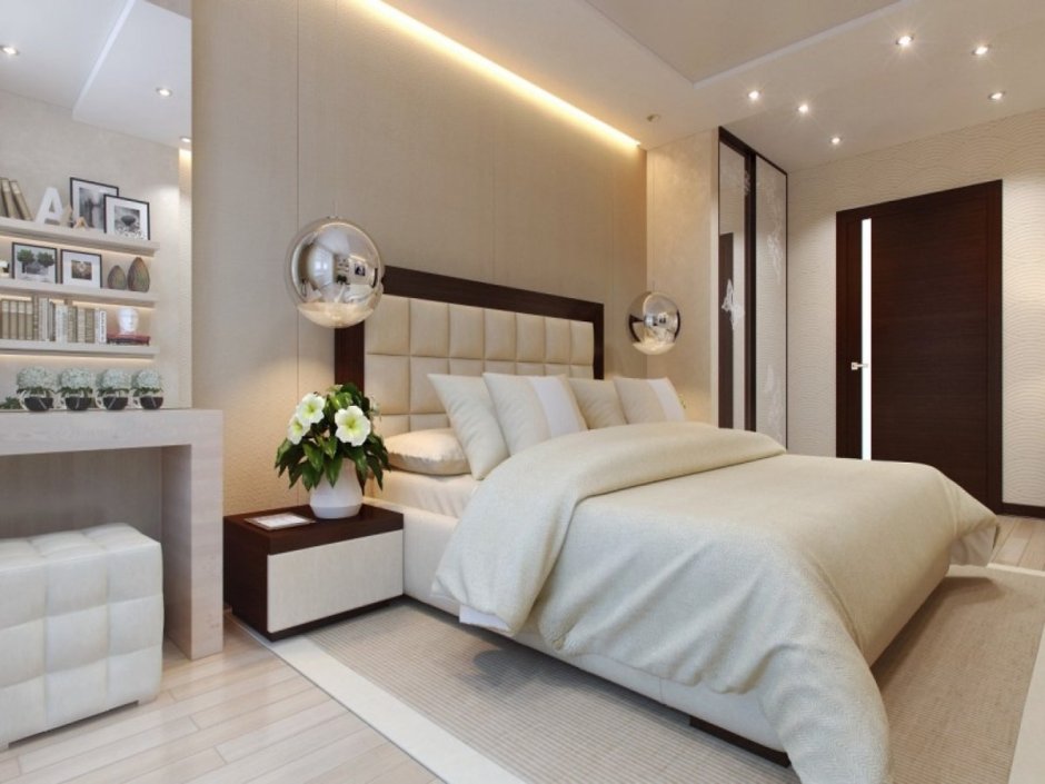 Бежевая спальня в современном стиле