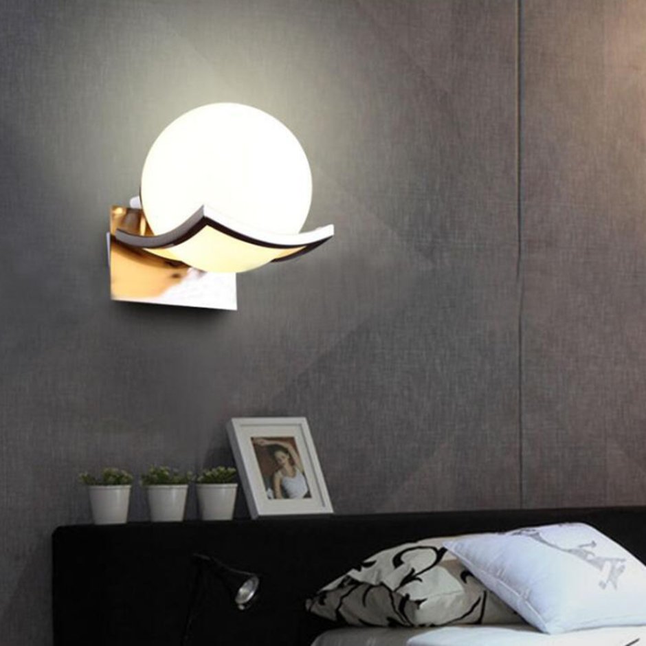 Настенный светильник Modern White Glass Wall Lamp Ball Hallway Wall Light Bedroom beside Lighting