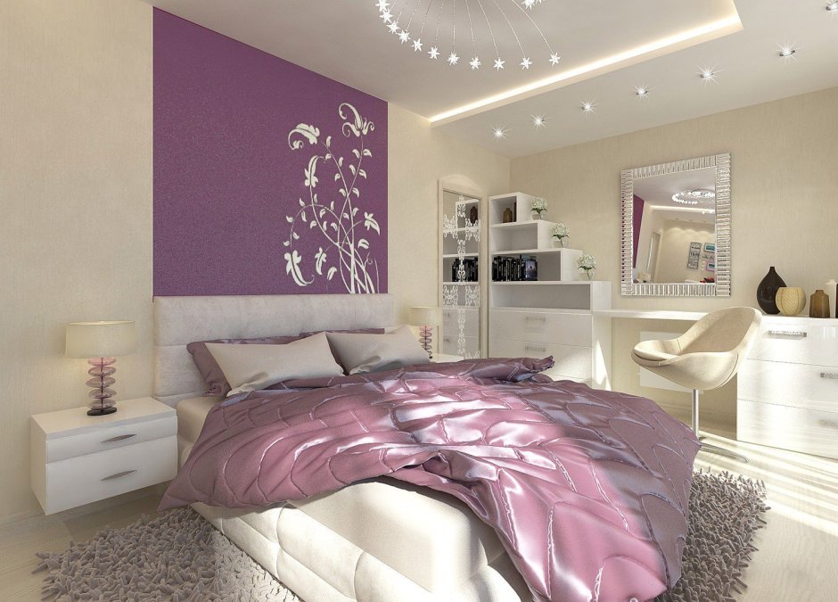 Спальня в современном стиле лиловая