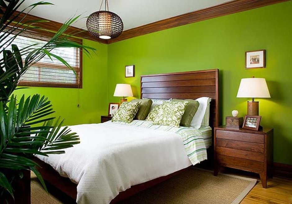 Декор комнаты в зеленом цвете