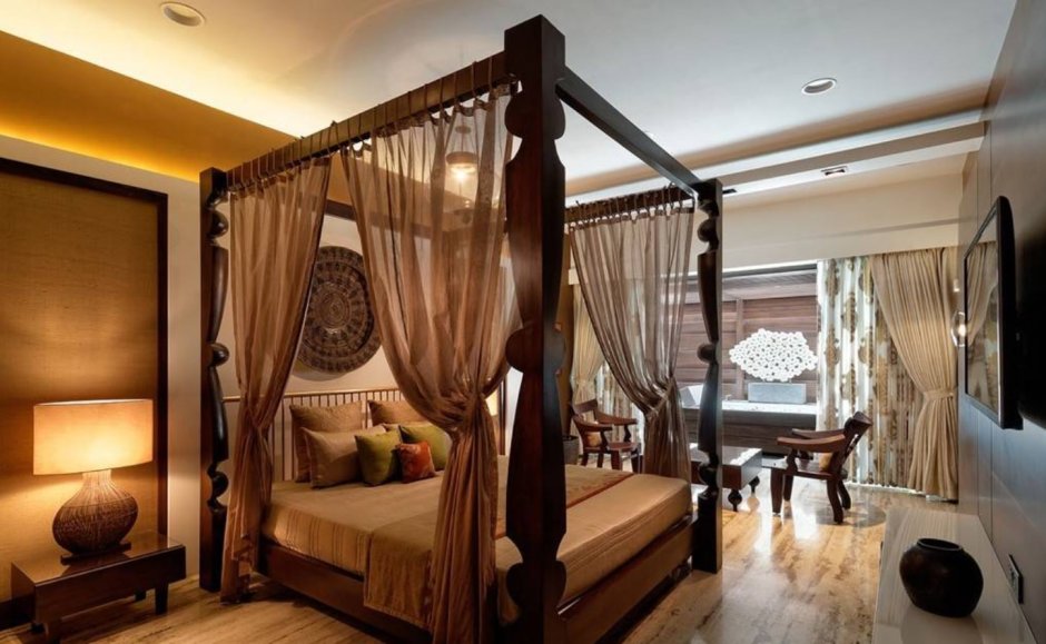 Спальня с балдахином в современном стиле
