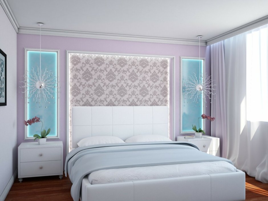Красивая спальня в пастельных тонах