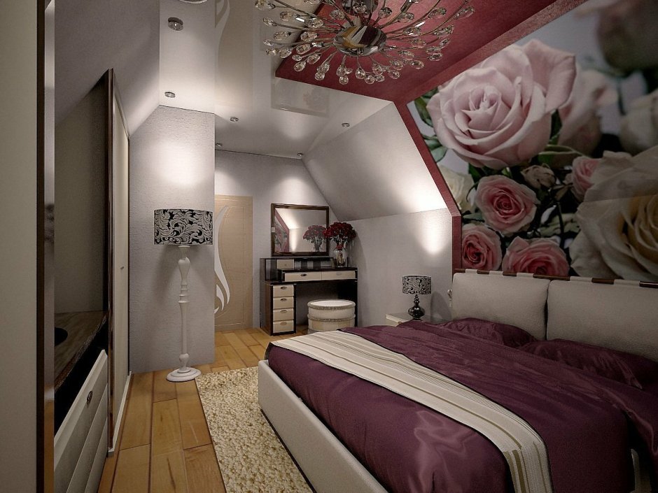 Мансарда спальня дизайн (73 фото)
