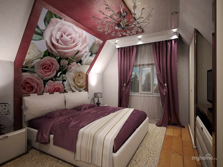 Дизайн мансардной спальни