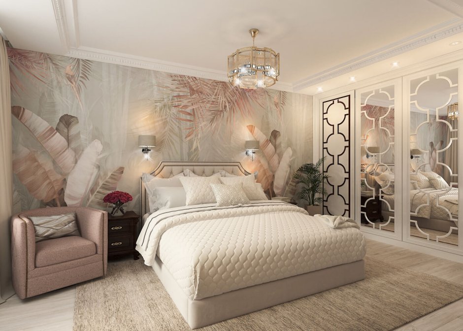 Спальня в неоклассическом стиле с фреской