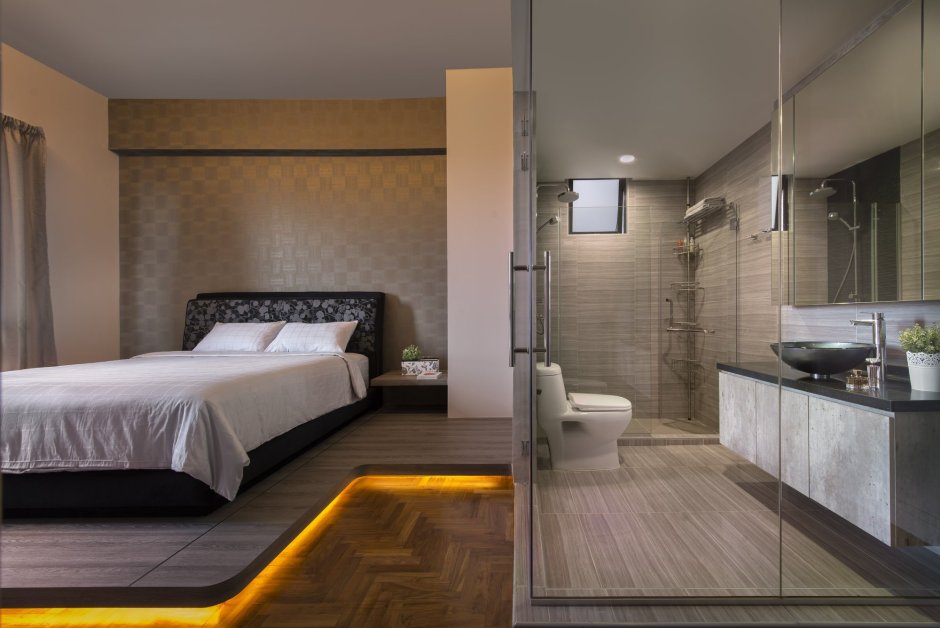 Спальная комната с ванной