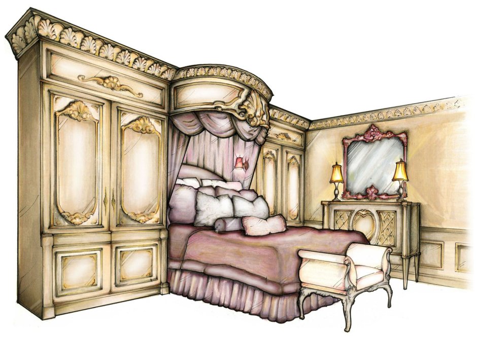 Спальная мебель иллюстрация
