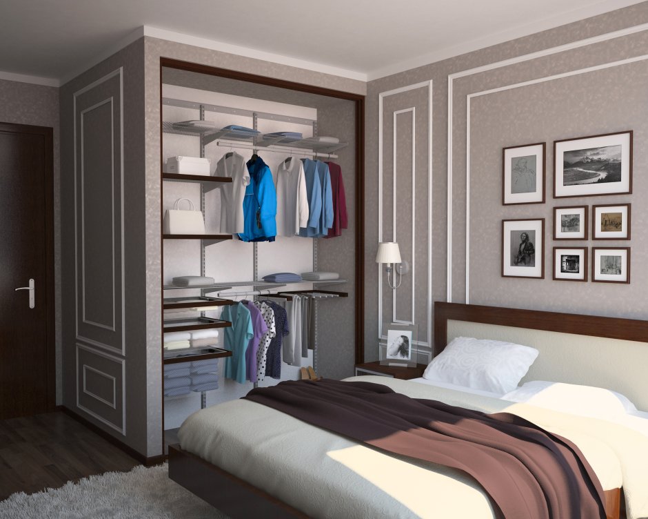 Современная спальня с гардеробной