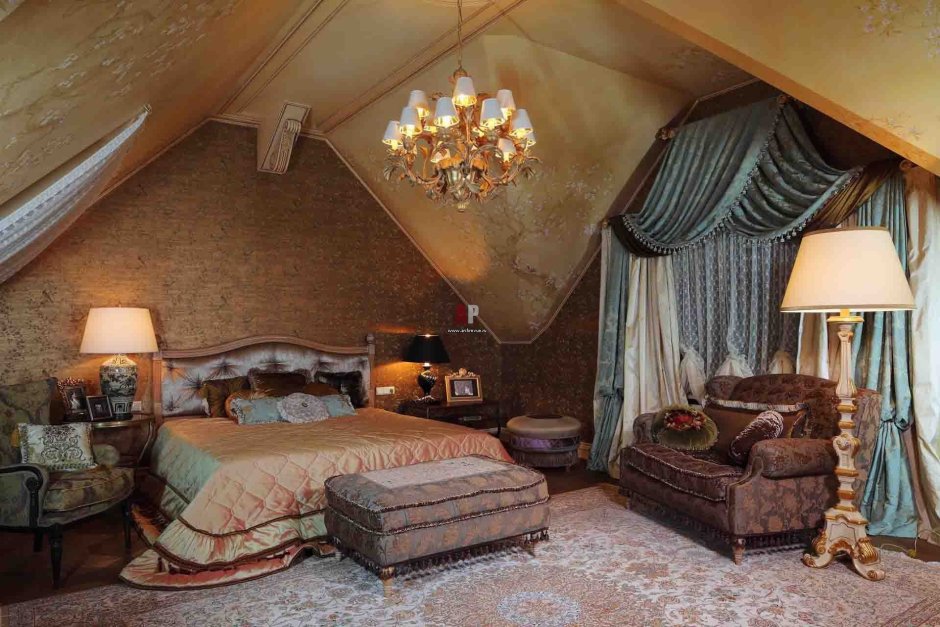 Мансарда спальня в стиле Маракеш темный