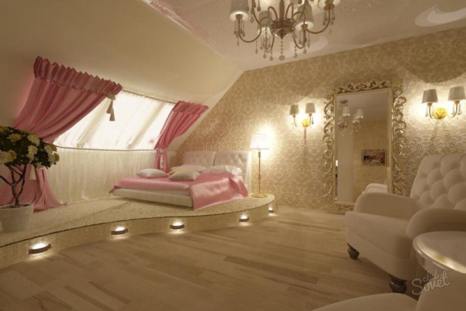 Мансардная комната в классическом стиле